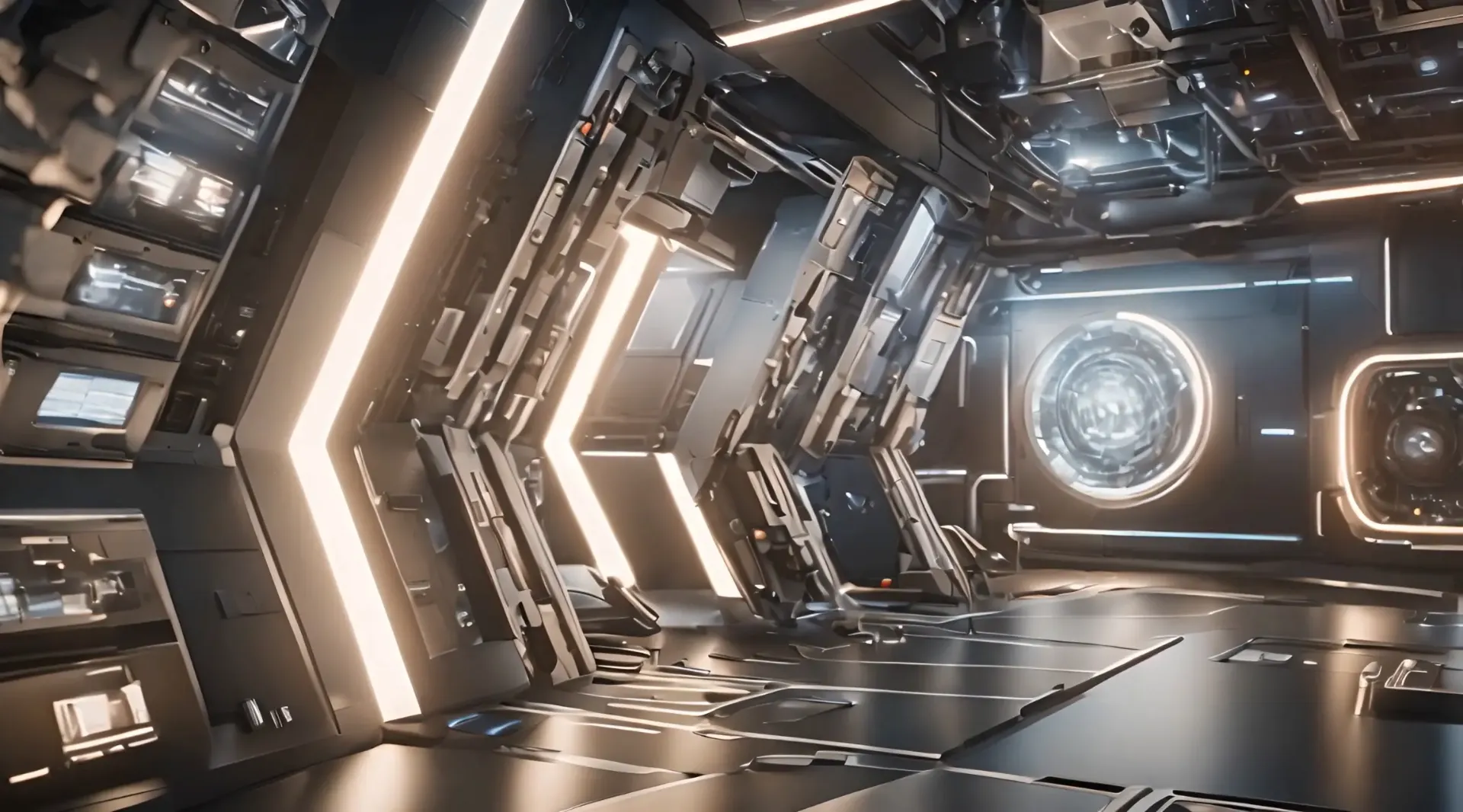 High-Tech Space Station Passage Cinematic Backdrop